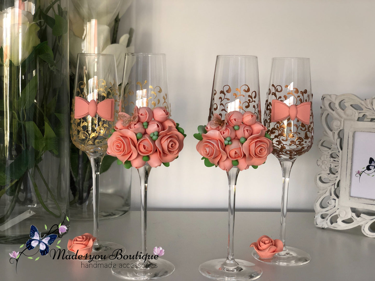 Set Pahare miri-nași peach