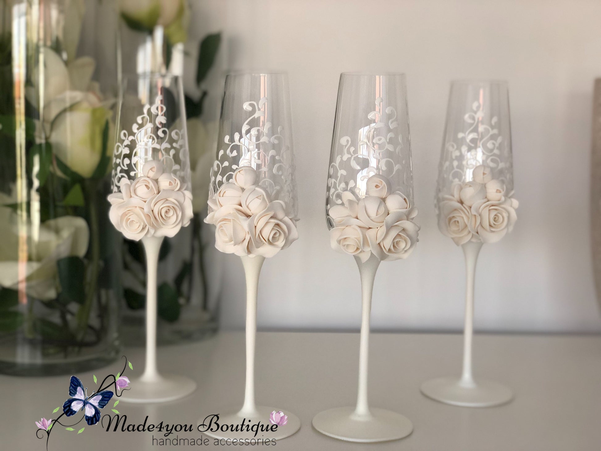 Set Pahare miri-nași White
