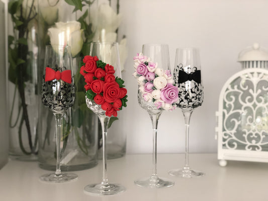 Set Pahare miri-nași white-red
