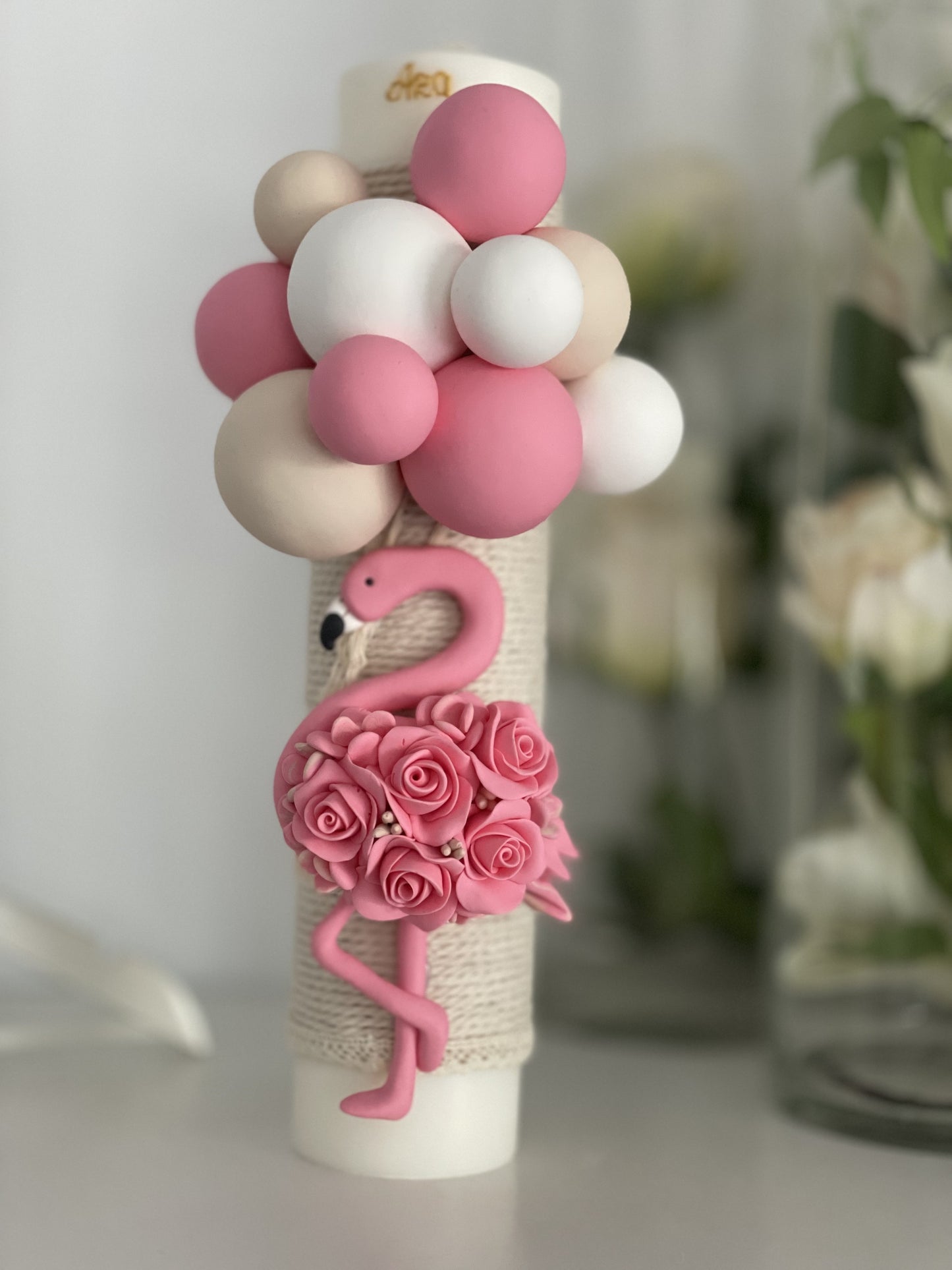 Lumanare botez flamingo