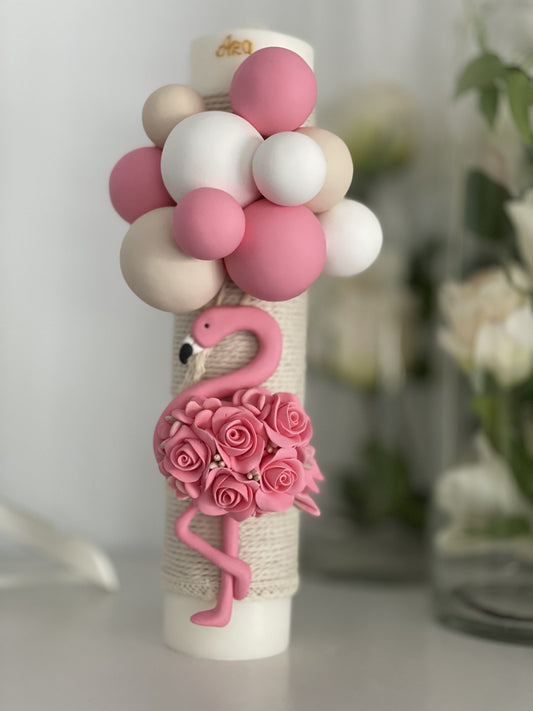Lumanare botez flamingo