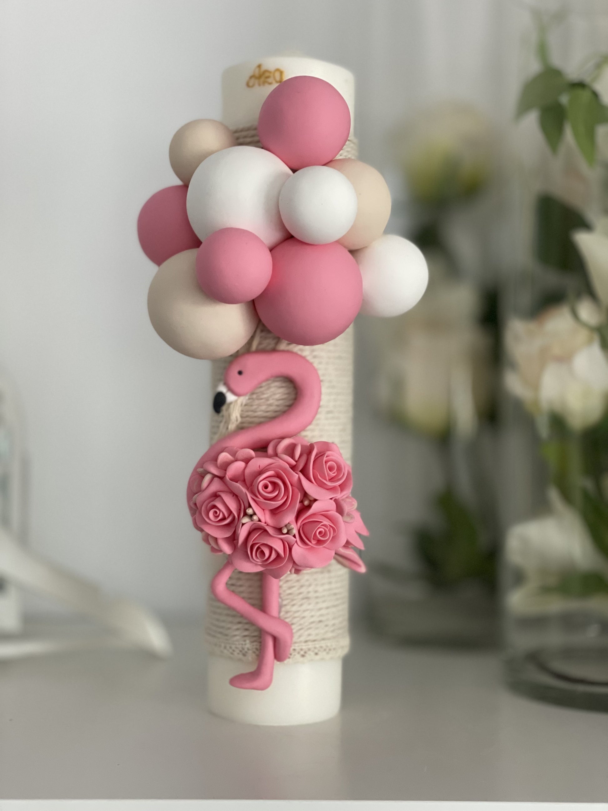 Lumanare botez flamingo
