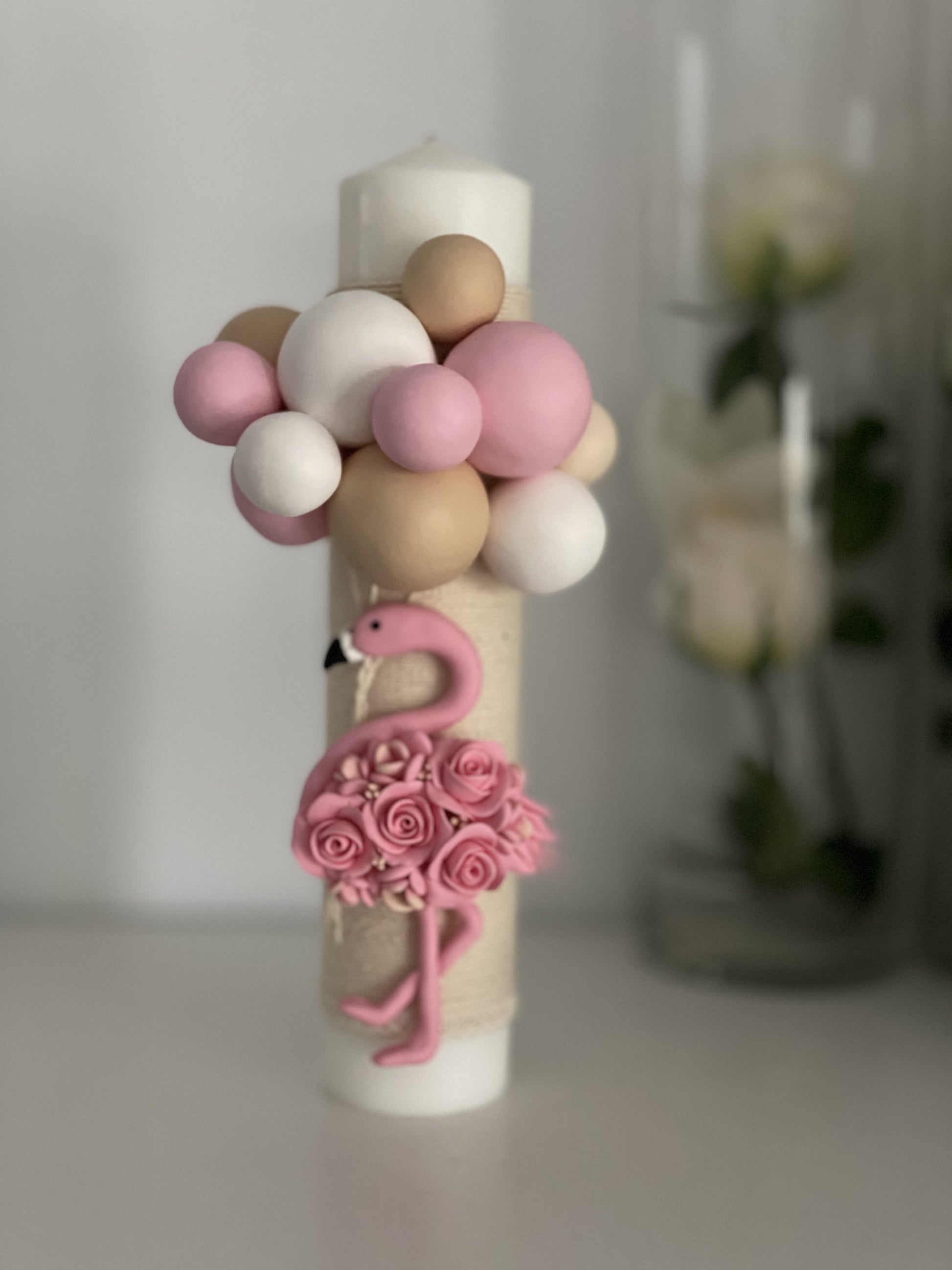 Lumanare botez flamingo